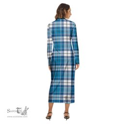 ScotsTee Shop Scottish Roberton Clan Crest Tartan Womens Mock Neck Long Sleeve Midi Dress