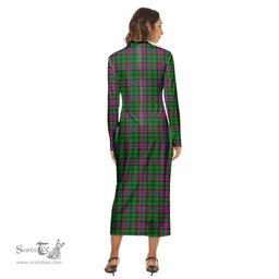 ScotsTee Shop Scottish McGeachie Clan Tartan Womens Mock Neck Long Sleeve Midi Dress