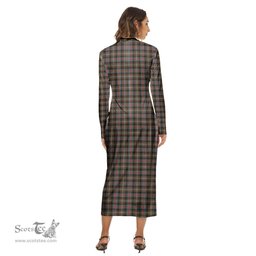 ScotsTee Shop Scottish Sutherland Weathered Clan Tartan Womens Mock Neck Long Sleeve Midi Dress