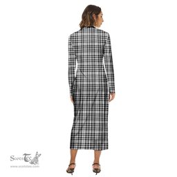 ScotsTee Shop Scottish Scott Black White Modern Clan Tartan Womens Mock Neck Long Sleeve Midi Dress