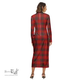 ScotsTee Shop Scottish Matheson Modern Clan Tartan Womens Mock Neck Long Sleeve Midi Dress