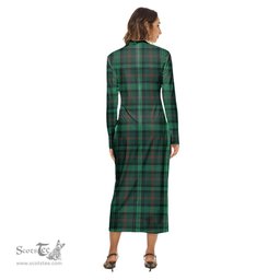 ScotsTee Shop Scottish Ross Hunting Modern Clan Crest Tartan Womens Mock Neck Long Sleeve Midi Dress