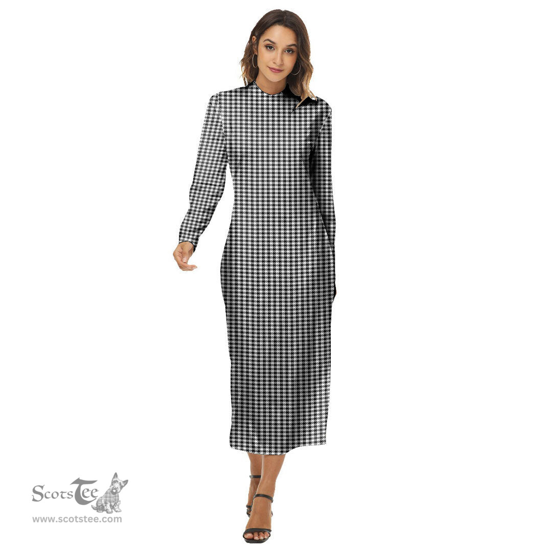 ScotsTee Shop Scottish Shepherd Clan Tartan Womens Mock Neck Long Sleeve Midi Dress
