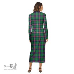 ScotsTee Shop Scottish Young Modern Clan Tartan Womens Mock Neck Long Sleeve Midi Dress