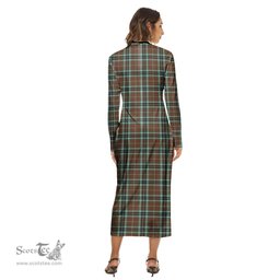 ScotsTee Shop Scottish Thomson Hunting Modern Clan Tartan Womens Mock Neck Long Sleeve Midi Dress