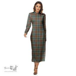 ScotsTee Shop Scottish Thomson Hunting Modern Clan Tartan Womens Mock Neck Long Sleeve Midi Dress