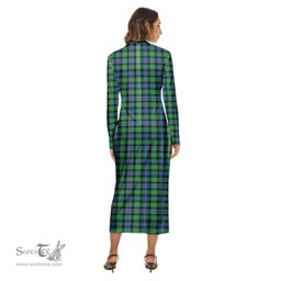 ScotsTee Shop Scottish Murray of Atholl Ancient Clan Crest Tartan Womens Mock Neck Long Sleeve Midi Dress