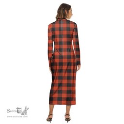ScotsTee Shop Scottish Rob Roy MacGregor Ancient Clan Tartan Womens Mock Neck Long Sleeve Midi Dress