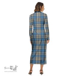 ScotsTee Shop Scottish Napier Ancient Clan Tartan Womens Mock Neck Long Sleeve Midi Dress