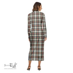 ScotsTee Shop Scottish Stewart Dress Ancient Clan Crest Tartan Womens Mock Neck Long Sleeve Midi Dress