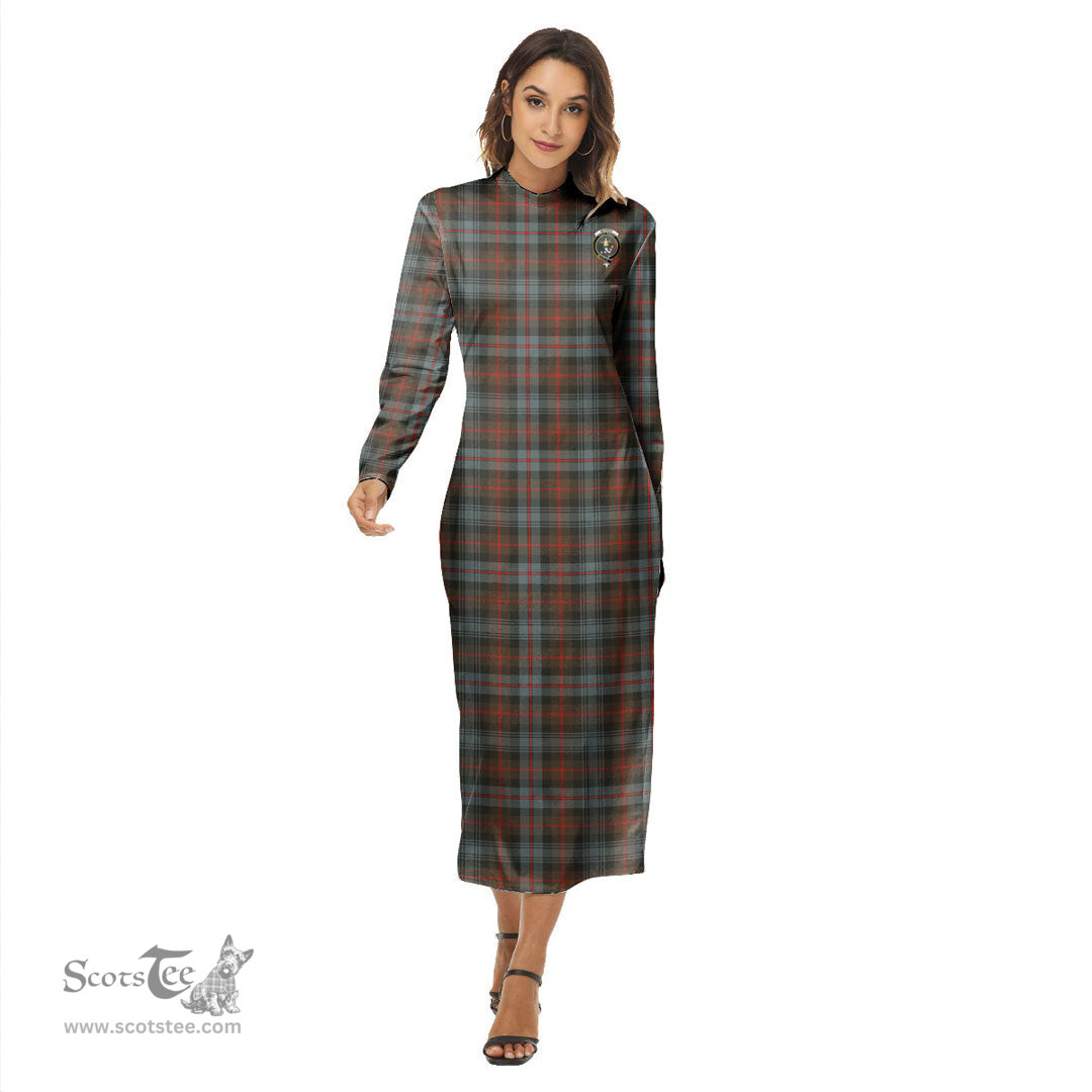 ScotsTee Shop Scottish Murray of Atholl Weathered Clan Crest Tartan Womens Mock Neck Long Sleeve Midi Dress