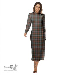ScotsTee Shop Scottish Murray of Atholl Weathered Clan Crest Tartan Womens Mock Neck Long Sleeve Midi Dress