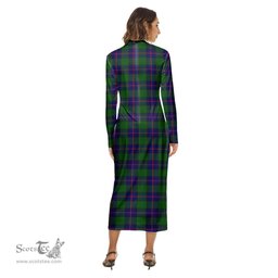 ScotsTee Shop Scottish Shaw Modern Clan Crest Tartan Womens Mock Neck Long Sleeve Midi Dress
