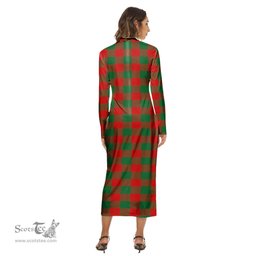 ScotsTee Shop Scottish Moncrieffe Clan Tartan Womens Mock Neck Long Sleeve Midi Dress