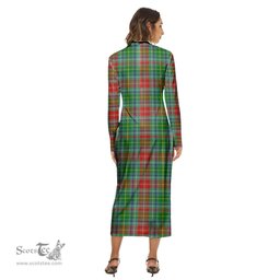 ScotsTee Shop Scottish Muirhead Clan Tartan Womens Mock Neck Long Sleeve Midi Dress