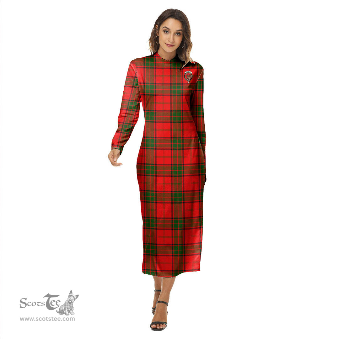 ScotsTee Shop Scottish Maxwell Modern Clan Crest Tartan Womens Mock Neck Long Sleeve Midi Dress