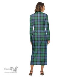 ScotsTee Shop Scottish Morrison Ancient Clan Tartan Womens Mock Neck Long Sleeve Midi Dress
