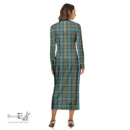 ScotsTee Shop Scottish Paisley District Clan Tartan Womens Mock Neck Long Sleeve Midi Dress