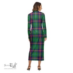 ScotsTee Shop Scottish Young Modern Clan Crest Tartan Womens Mock Neck Long Sleeve Midi Dress