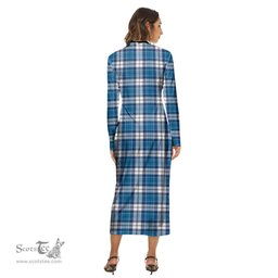 ScotsTee Shop Scottish Strathclyde District Clan Tartan Womens Mock Neck Long Sleeve Midi Dress
