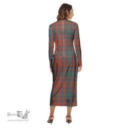 ScotsTee Shop Scottish Matheson Ancient Clan Crest Tartan Womens Mock Neck Long Sleeve Midi Dress