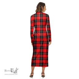 ScotsTee Shop Scottish Ramsay Modern Clan Tartan Womens Mock Neck Long Sleeve Midi Dress