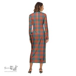 ScotsTee Shop Scottish Robertson Ancient Clan Crest Tartan Womens Mock Neck Long Sleeve Midi Dress
