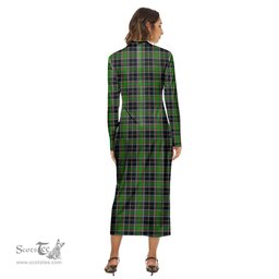 ScotsTee Shop Scottish Webster Clan Tartan Womens Mock Neck Long Sleeve Midi Dress