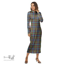 ScotsTee Shop Scottish Stirling Bannockburn District Clan Tartan Womens Mock Neck Long Sleeve Midi Dress
