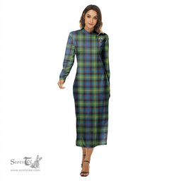 ScotsTee Shop Scottish Watson Ancient Clan Crest Tartan Womens Mock Neck Long Sleeve Midi Dress