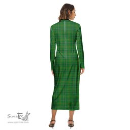 ScotsTee Shop Scottish Wexford County Clan Tartan Womens Mock Neck Long Sleeve Midi Dress