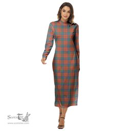 ScotsTee Shop Scottish Robertson Ancient Clan Tartan Womens Mock Neck Long Sleeve Midi Dress