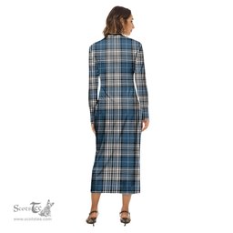 ScotsTee Shop Scottish Napier Modern Clan Crest Tartan Womens Mock Neck Long Sleeve Midi Dress