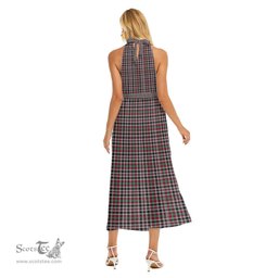 ScotsTee Shop Scottish Borthwick Ancient Clan Crest Tartan Womens Wrap Hem Belted Halter Dress