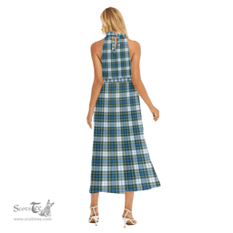 ScotsTee Shop Scottish Campbell Dress Ancient Clan Crest Tartan Womens Wrap Hem Belted Halter Dress