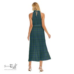 ScotsTee Shop Scottish Campbell Ancient 02 Clan Crest Tartan Womens Wrap Hem Belted Halter Dress