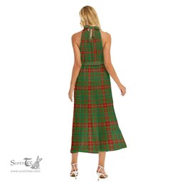 ScotsTee Shop Scottish Fulton Clan Tartan Womens Wrap Hem Belted Halter Dress