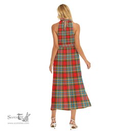 ScotsTee Shop Scottish Chattan Clan Tartan Womens Wrap Hem Belted Halter Dress