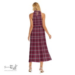 ScotsTee Shop Scottish Little Clan Crest Tartan Womens Wrap Hem Belted Halter Dress