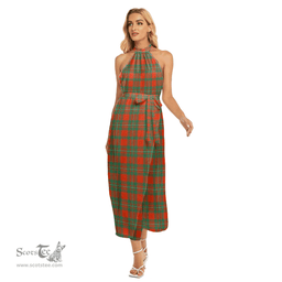 ScotsTee Shop Scottish MacGregor Ancient Clan Tartan Womens Wrap Hem Belted Halter Dress