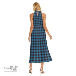 ScotsTee Shop Scottish Home Ancient Clan Crest Tartan Womens Wrap Hem Belted Halter Dress