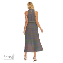ScotsTee Shop Scottish MacIntyre Ancient Clan Crest Tartan Womens Wrap Hem Belted Halter Dress
