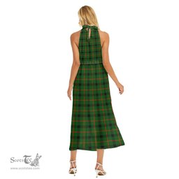 ScotsTee Shop Scottish Kincaid Modern Clan Tartan Womens Wrap Hem Belted Halter Dress