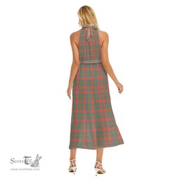 ScotsTee Shop Scottish MacKintosh Ancient Clan Crest Tartan Womens Wrap Hem Belted Halter Dress