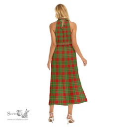 ScotsTee Shop Scottish MacGregor Modern Clan Crest Tartan Womens Wrap Hem Belted Halter Dress
