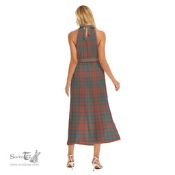 ScotsTee Shop Scottish Matheson Ancient Clan Crest Tartan Womens Wrap Hem Belted Halter Dress