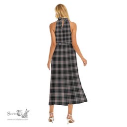 ScotsTee Shop Scottish Moffat Modern Clan Crest Tartan Womens Wrap Hem Belted Halter Dress