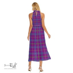 ScotsTee Shop Scottish Jackson Clan Tartan Womens Wrap Hem Belted Halter Dress
