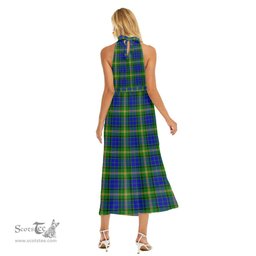 ScotsTee Shop Scottish Maitland Clan Tartan Womens Wrap Hem Belted Halter Dress
