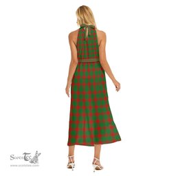 ScotsTee Shop Scottish Middleton Modern Clan Crest Tartan Womens Wrap Hem Belted Halter Dress